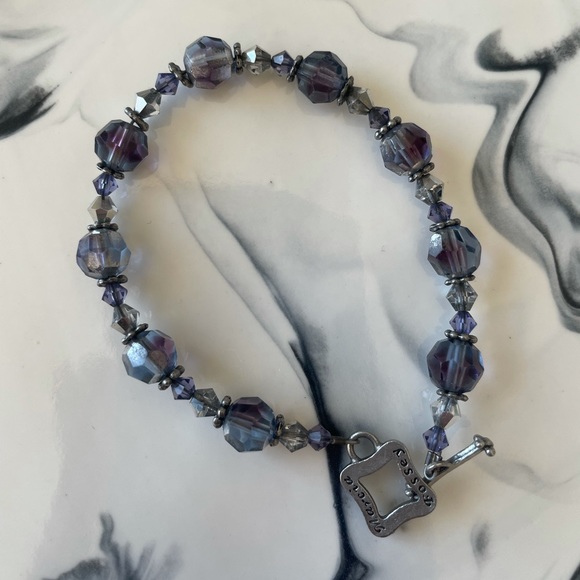 Matching set — purple beaded bracelet and necklace - Picture 4 of 4